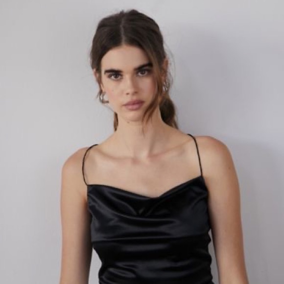 S Urban Outfitters Black Satin Strappy-Back Adjustable Party Evening Womens - Picture 6 of 9